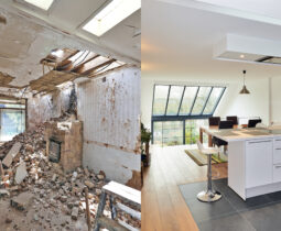 Modern,Open,Kitchen,In,Renovated,House,With,View,On,A Modern,Open,Kitchen,In,Renovated,House,With,View,On,A